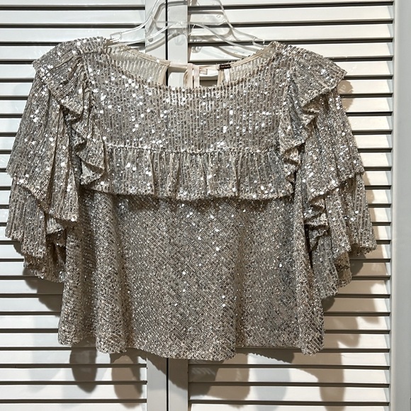 Free People Gold Sequin Blouse - Picture 2 of 10